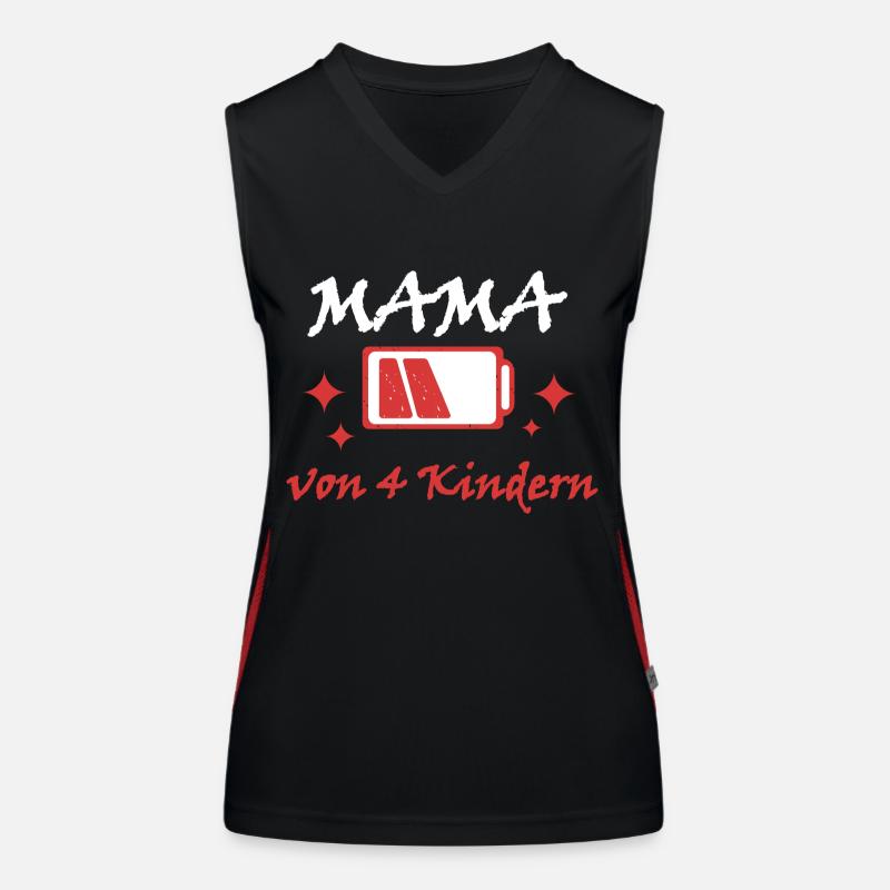 Akku leer Mama von 4 Kindern Mutter Muttertag Kind Funktionelles Kontrast-Tank Top für Frauen
