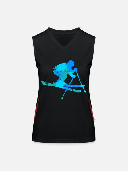 Ski skier Skier Skier Winter sports - Women's Functional Contrast Tank Top - black/red - Front