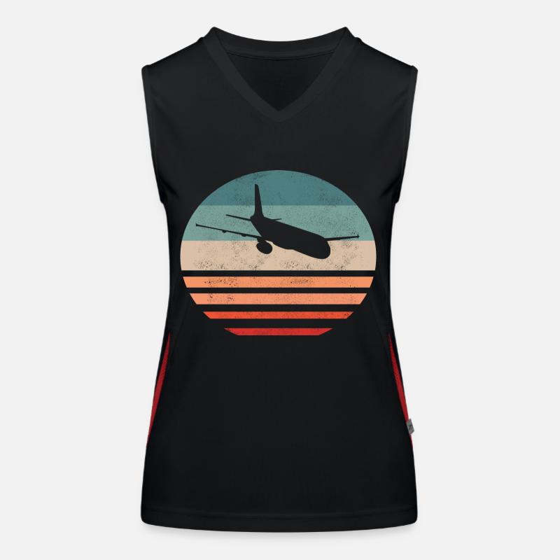 Flugzeug Pilot Vintage Retro Geschenkidee Funktionelles Kontrast-Tank Top für Frauen