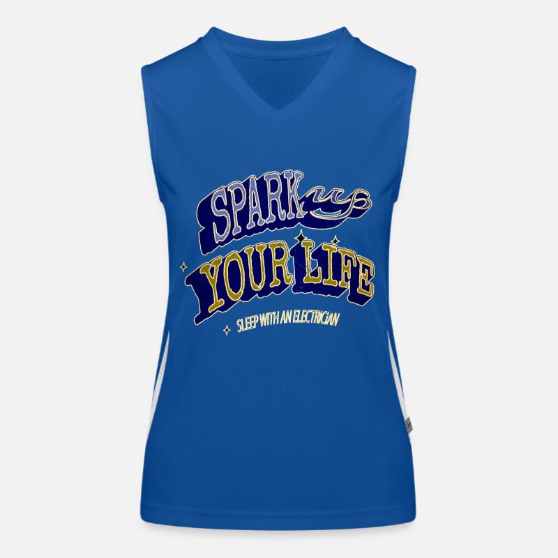 humor jokes light bulb electrician apprentice Funktionelles Kontrast-Tank Top für Frauen