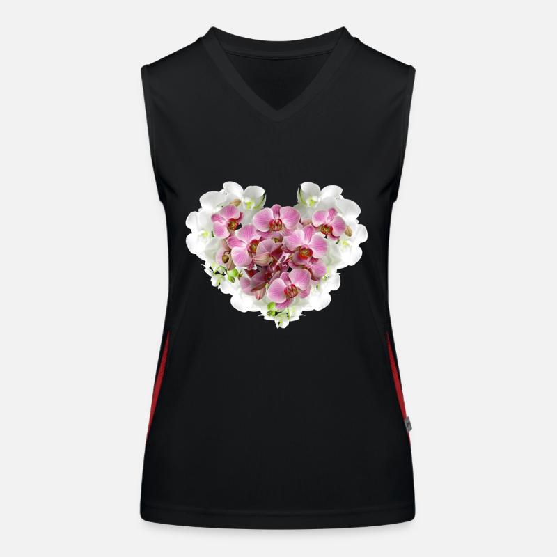Orchidée, fleurs, fleur coeur, coeur, fleur Débardeur respirant contrasté Femme