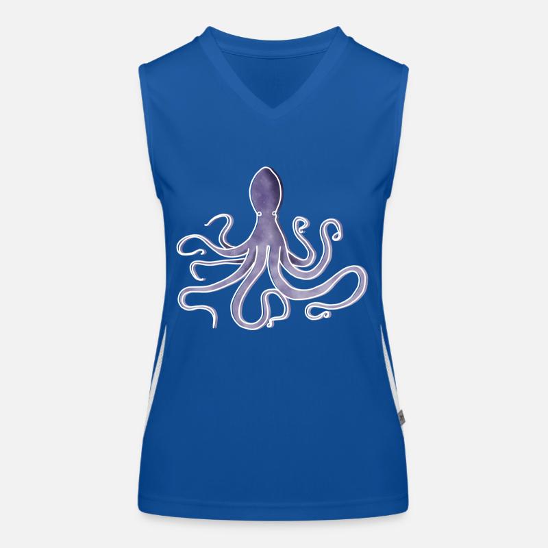 « Octopus », Boho Line Art Design, série « Ocean » Débardeur respirant contrasté Femme