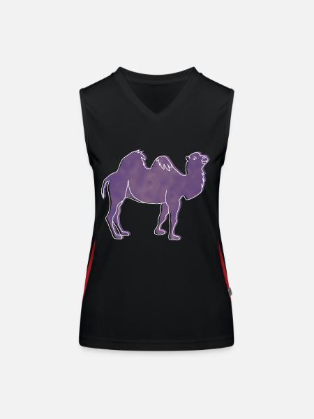 « Camel », Boho Line Art Design, série « Desert » - Débardeur respirant contrasté Femme - noir/rouge - Devant