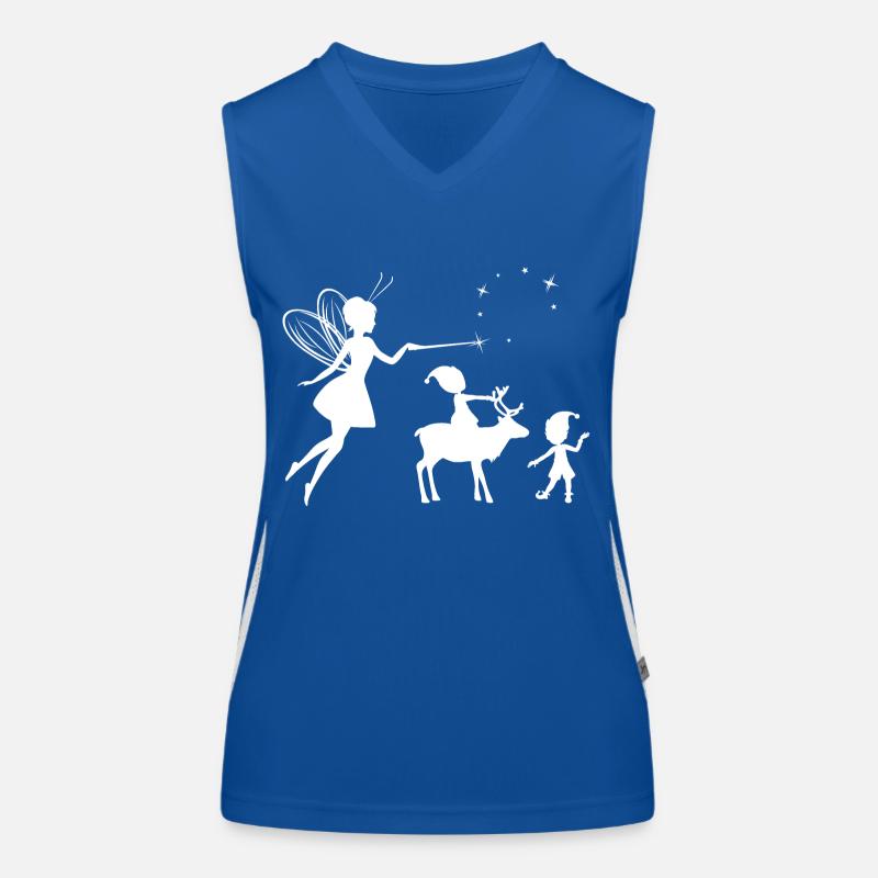 Silhouettes blanches d’une fée et d’elfes Débardeur respirant contrasté Femme