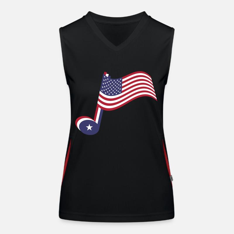 Country Music Note and Spangled Banner Women's Functional Contrast Tank Top