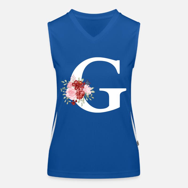 Roter Blumenbuchstabe G Funktionelles Kontrast-Tank Top für Frauen