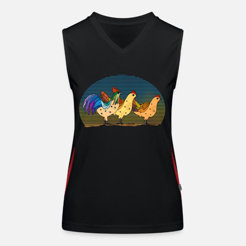 Rooster and hens Women's Functional Contrast Tank Top