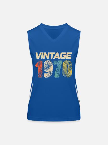 Vintage 1970er Retro - Bestseller - Funktionelles Kontrast-Tank Top für Frauen - Royal/Weiß - Vorne