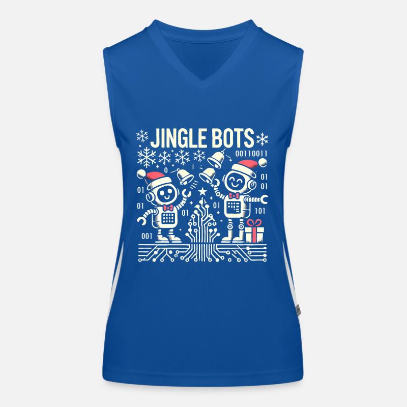 Jingle Bots - Weihnachtsroboter mit Binärcode Funktionelles Kontrast-Tank Top für Frauen