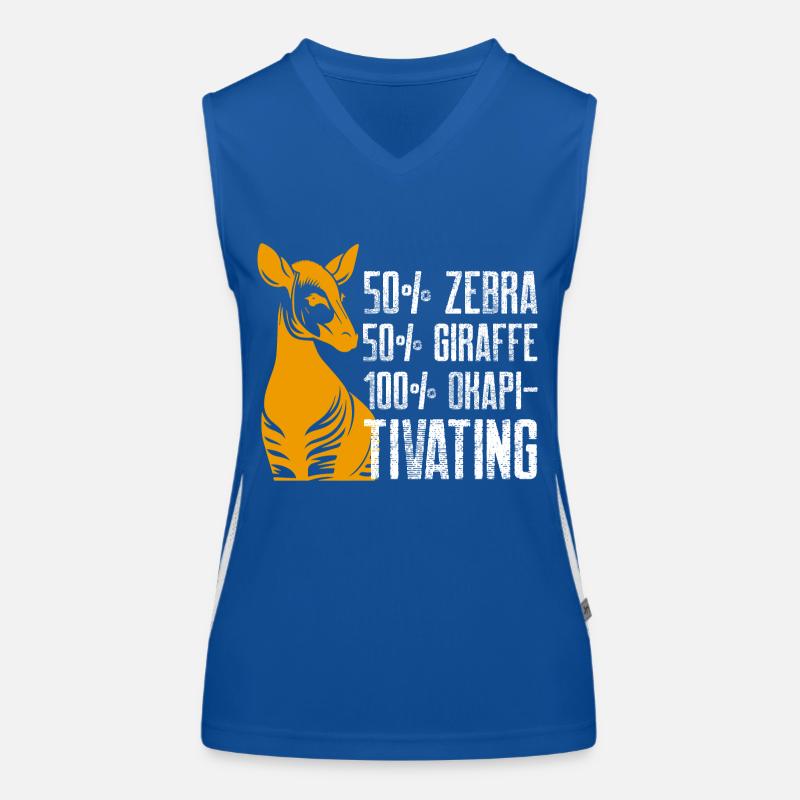 50 per cent zebra 50 giraffe 100 okapitivating Women's Functional Contrast Tank Top