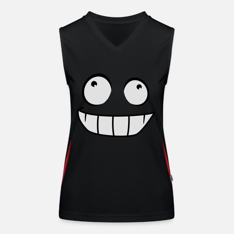 Grinsendes Comic Cartoon Gesicht Freches Lächeln Funktionelles Kontrast-Tank Top für Frauen
