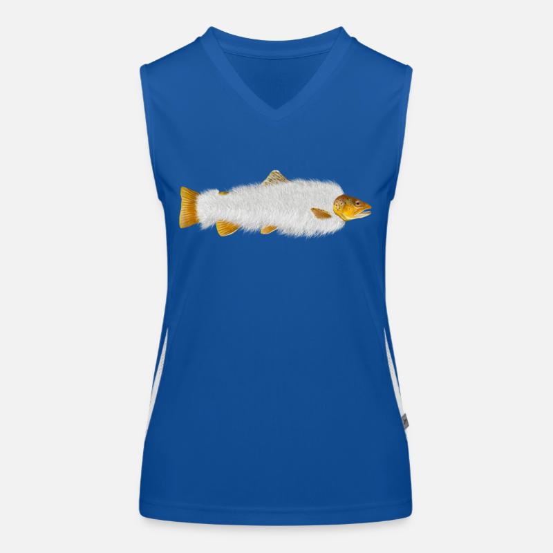 Fisch Forelle unrasiert mit Fell Funktionelles Kontrast-Tank Top für Frauen