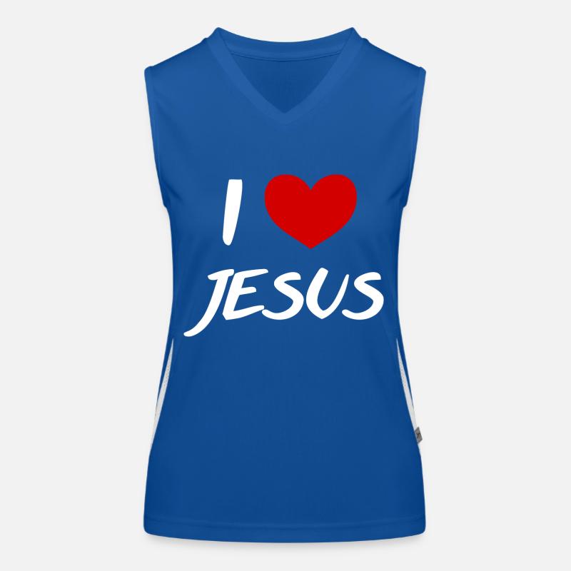 I love Jesus – Liebe Christ Gott Kirche Glaube w Funktionelles Kontrast-Tank Top für Frauen