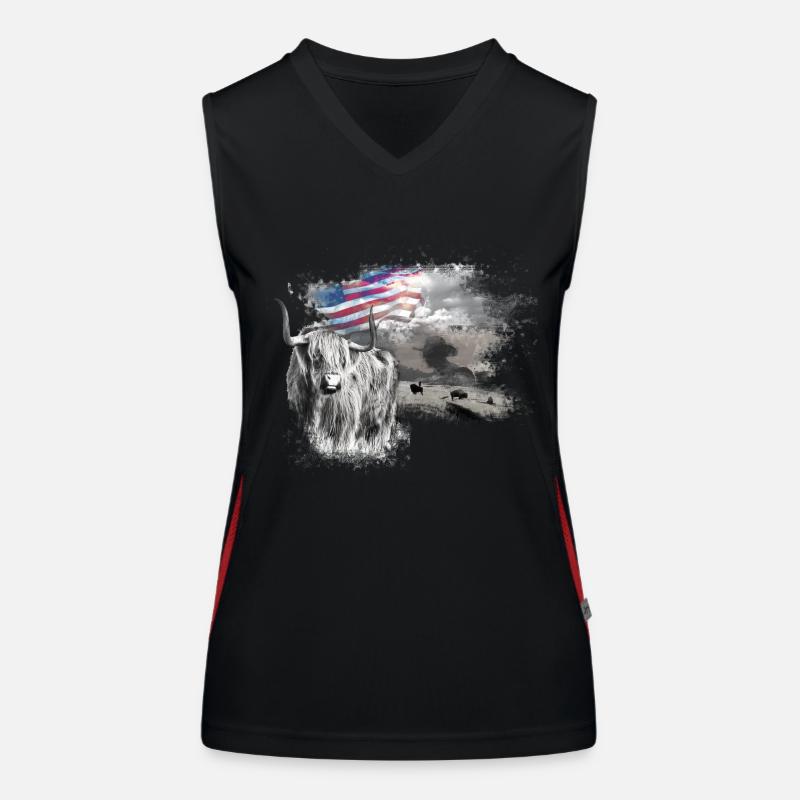 kl_linedance24a - Women's Functional Contrast Tank Top - black/red