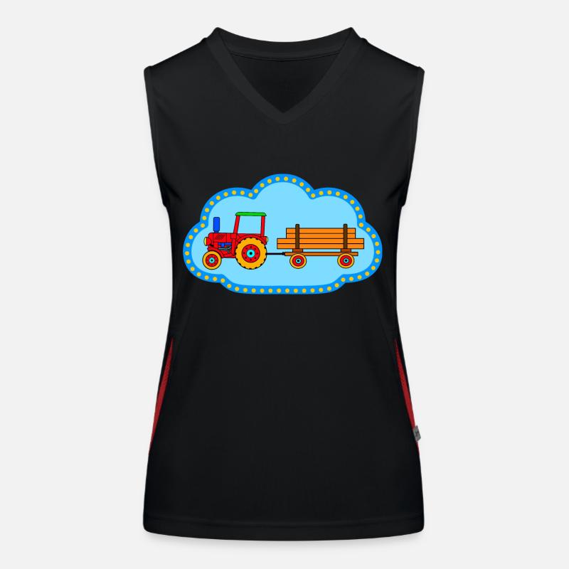 Roter Traktor / Traktor mit Hänger Funktionelles Kontrast-Tank Top für Frauen