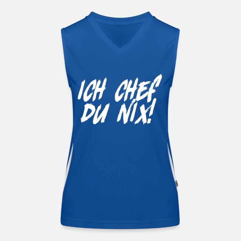 ich chef du nix lustiger Spruch Schrift Funktionelles Kontrast-Tank Top für Frauen