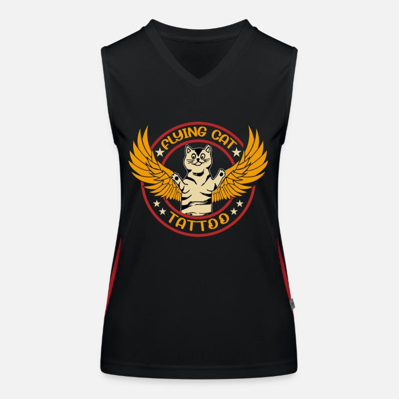 Fliegende Katze Funktionelles Kontrast-Tank Top für Frauen