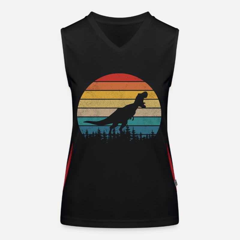 Dinosaurier Dino T-Rex Retro Vintage Geschenk Funktionelles Kontrast-Tank Top für Frauen