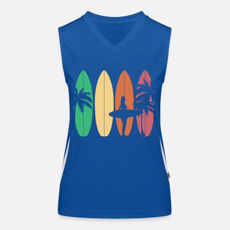 Surf Surfboard Surfer Idée Cadeau Débardeur respirant contrasté Femme