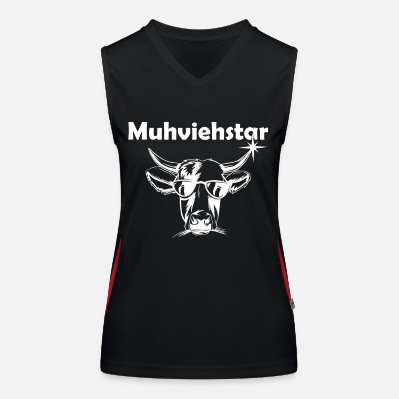 Muhviehstar - Bauer Kühe Witzig Funktionelles Kontrast-Tank Top für Frauen