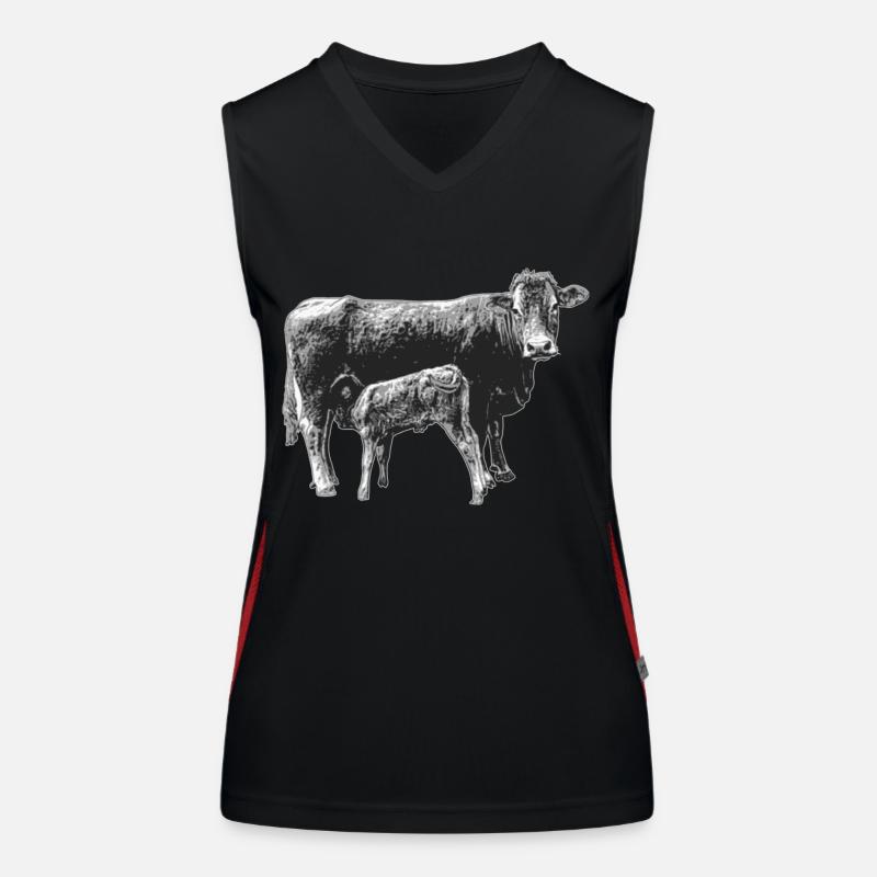 Vache avec veau Débardeur respirant contrasté Femme
