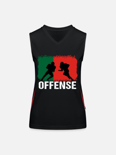 Football américain Portugal Offensive - Débardeur respirant contrasté Femme - noir/rouge - Devant