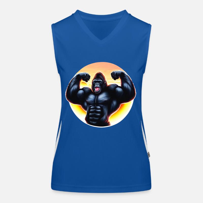 Muscular sunset gorilla Women's Functional Contrast Tank Top