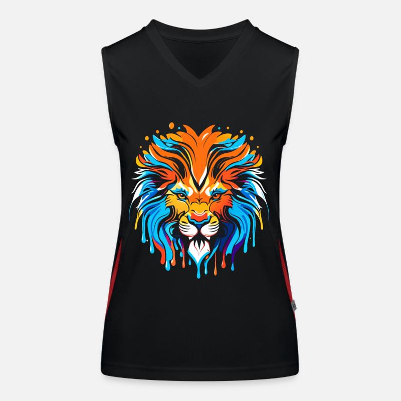 Löwenkopf, bunt, Sternzeichen Funktionelles Kontrast-Tank Top für Frauen