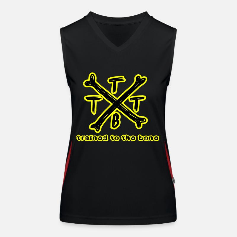 trained to the bone crossbones Bodybuilding gelb Funktionelles Kontrast-Tank Top für Frauen