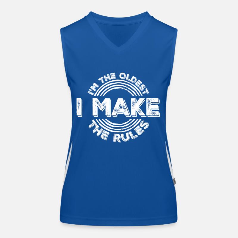 I'm The Oldest I Make The Rules Sibling Joke Women's Functional Contrast Tank Top