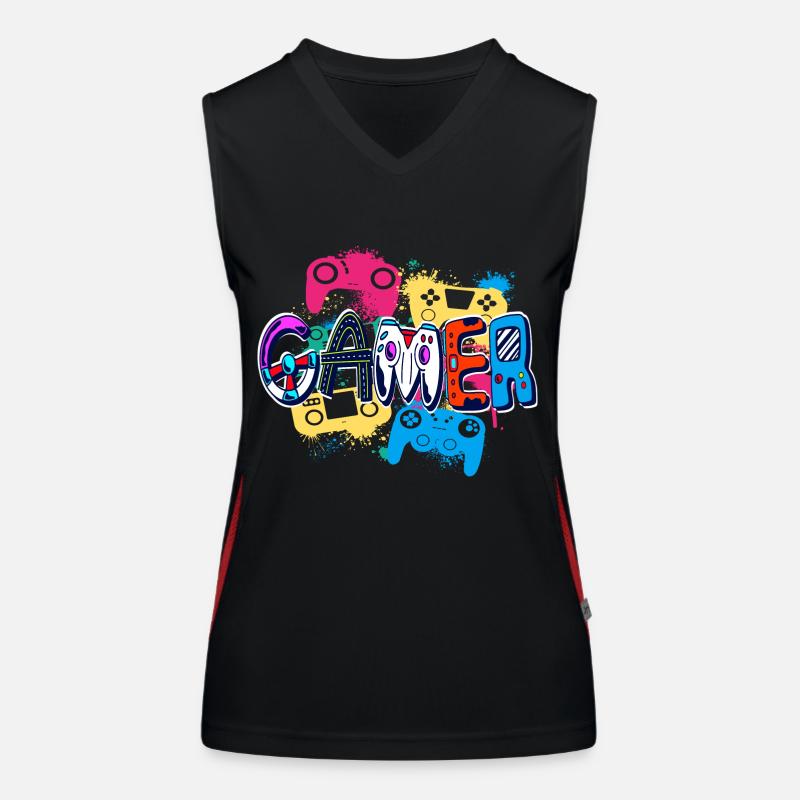 Bunter Gamer Controller Kunststil Poster Funktionelles Kontrast-Tank Top für Frauen