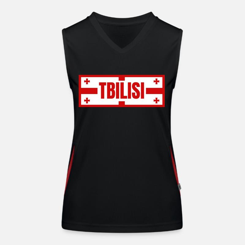 Tiflis Stadt mit georgischem Flaggendesign Funktionelles Kontrast-Tank Top für Frauen