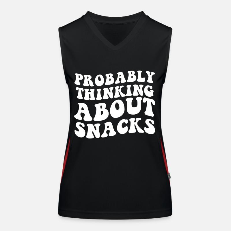 Retro Probably Thinking About Snacks funny eating Débardeur respirant contrasté Femme