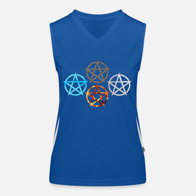 pentagram vier elemente Funktionelles Kontrast-Tank Top für Frauen