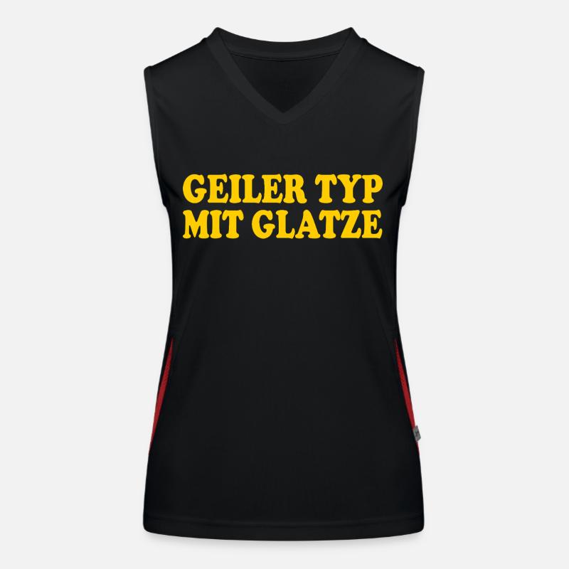 guy with bald head Women's Functional Contrast Tank Top