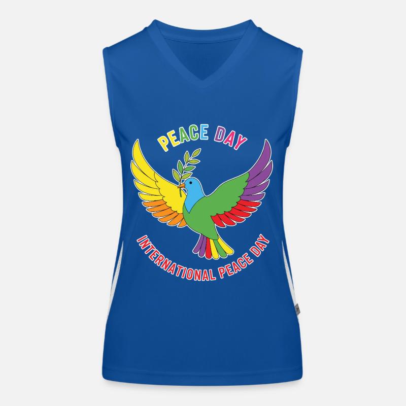 Peace Day Rainbow Dove Funktionelles Kontrast-Tank Top für Frauen