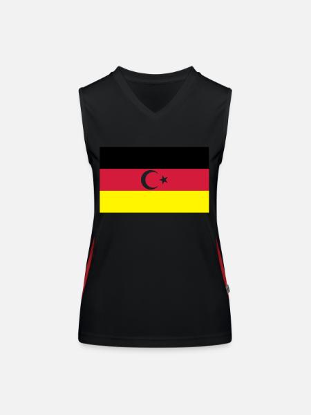 drapeau turc allemand - Débardeur respirant contrasté Femme - noir/rouge - Devant