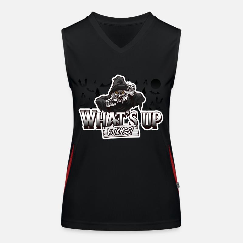 halloween witch with funny saying Women's Functional Contrast Tank Top