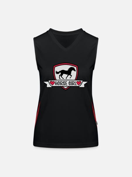 Conception de citation de fille de cheval - Débardeur respirant contrasté Femme - noir/rouge - Devant