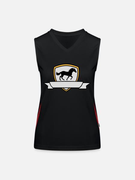 Bouclier d’armoiries du cheval Banner - Débardeur respirant contrasté Femme - noir/rouge - Devant