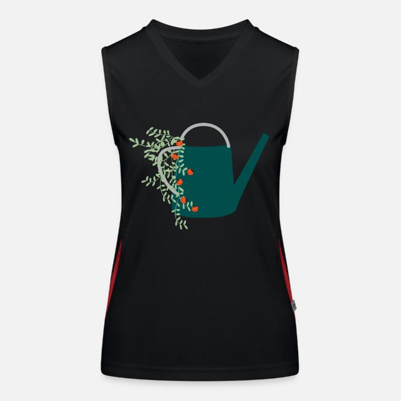 Marienkäfer auf Gießkanne - Gartenmotiv Funktionelles Kontrast-Tank Top für Frauen