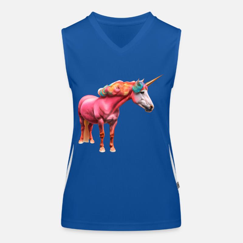 Buntes Lockiges Einhorn Funktionelles Kontrast-Tank Top für Frauen