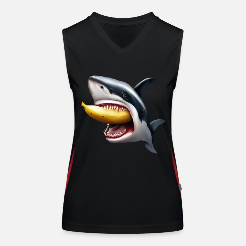 Shark eats banana Women's Functional Contrast Tank Top