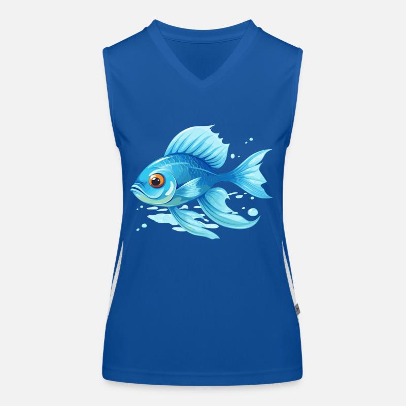 poisson bleu Débardeur respirant contrasté Femme