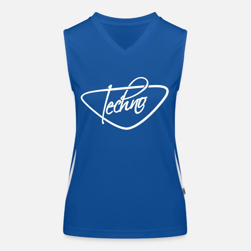 Techno Liebe Zitat Spruch Musik Party Feiern Logo Funktionelles Kontrast-Tank Top für Frauen