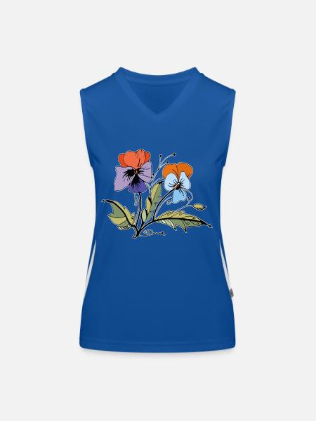 Fleur - Débardeur respirant contrasté Femme - bleu/blanc - Devant