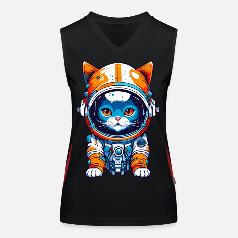 Space Cat 01 Funktionelles Kontrast-Tank Top für Frauen