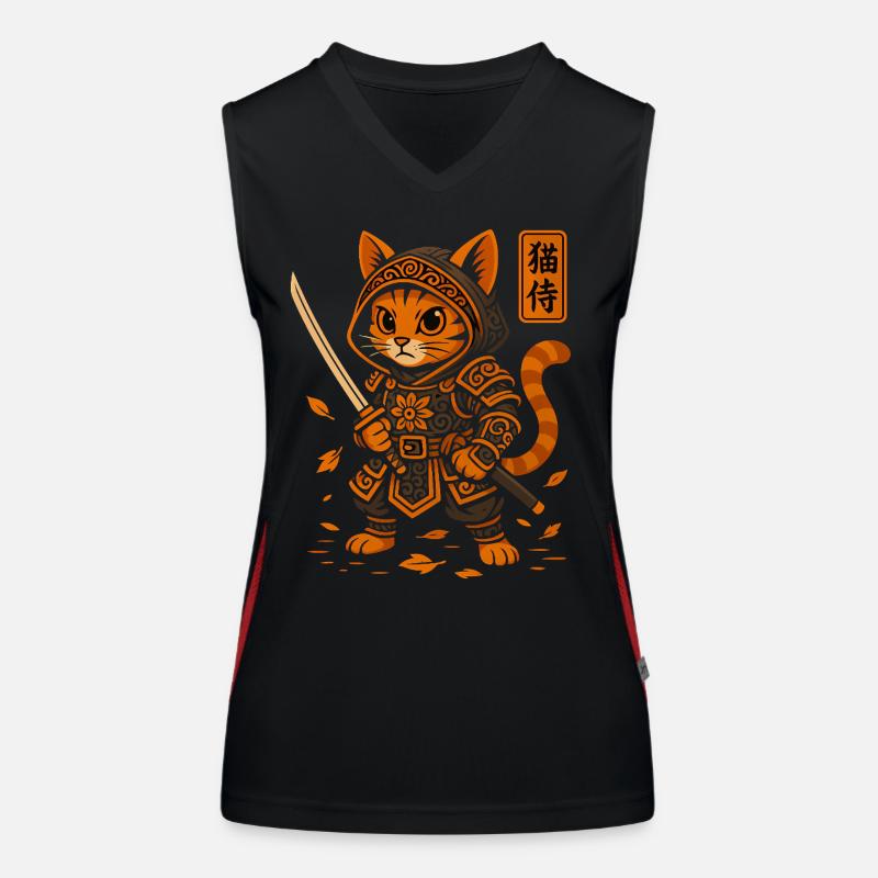 Samurai Katze Funktionelles Kontrast-Tank Top für Frauen