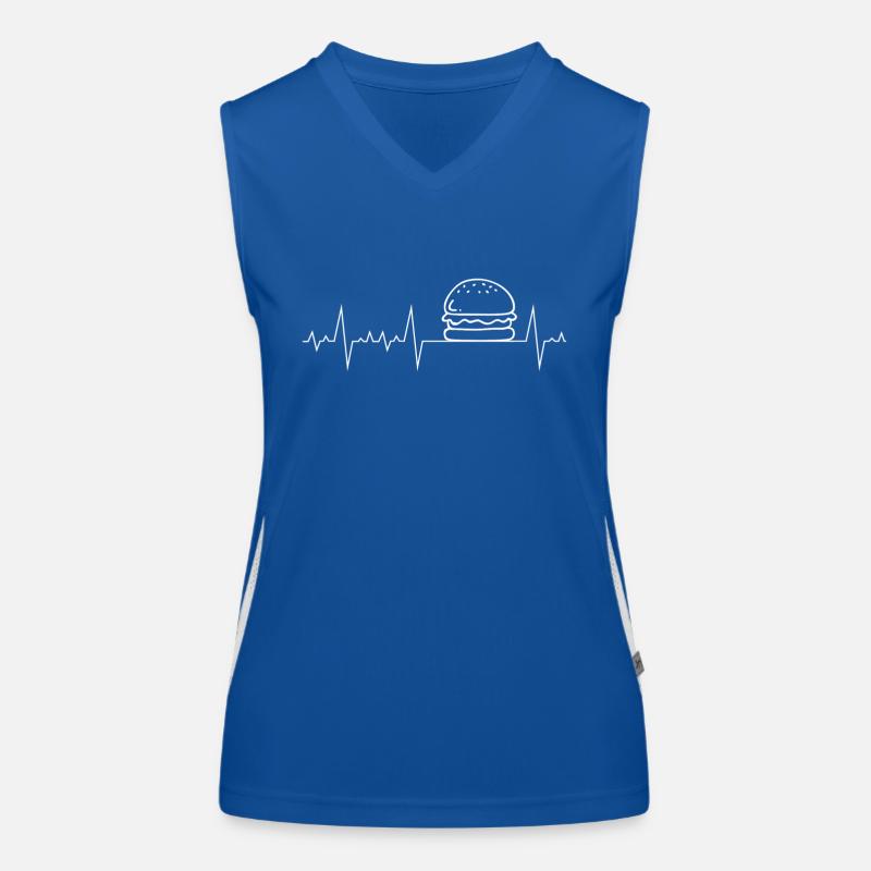 Herzschlag Herzfrequenz Herzlinie Geschenk Burger Funktionelles Kontrast-Tank Top für Frauen