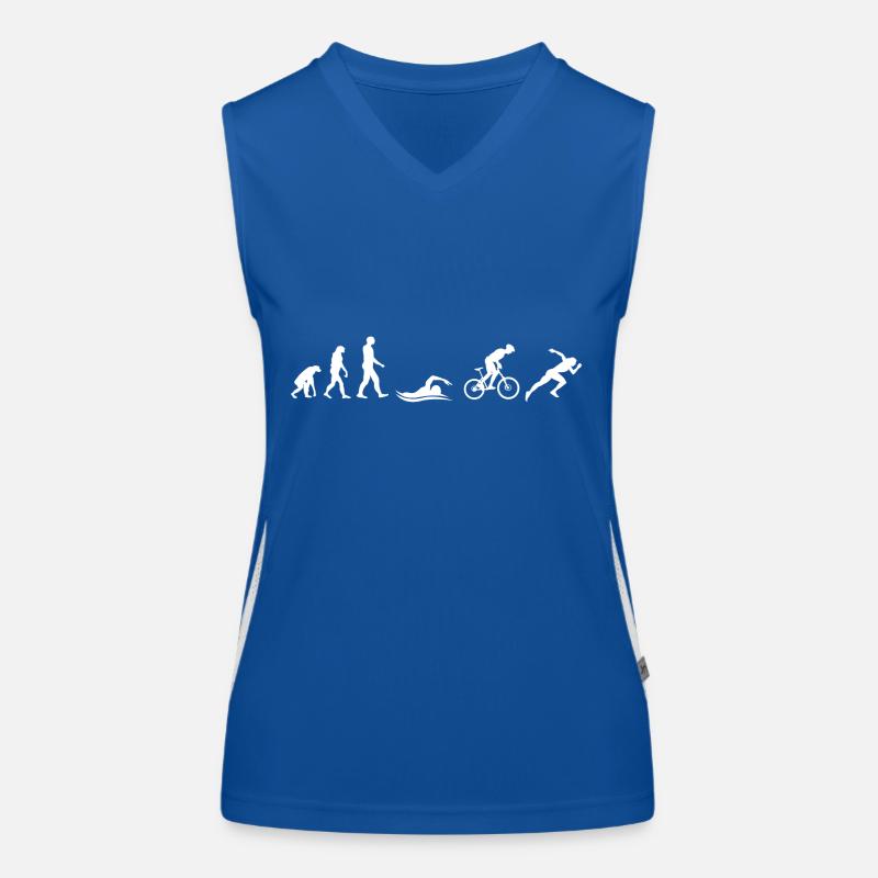 Triathlon T-Shirt · Evolution · Triathlet · Sport Funktionelles Kontrast-Tank Top für Frauen
